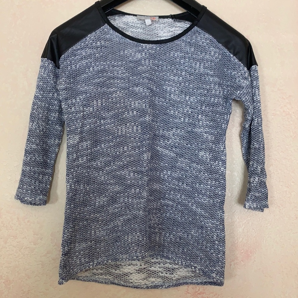 Giani Bini top with faux leather shoulder